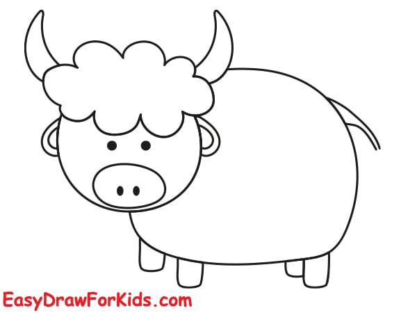 cute yak drawing step 4