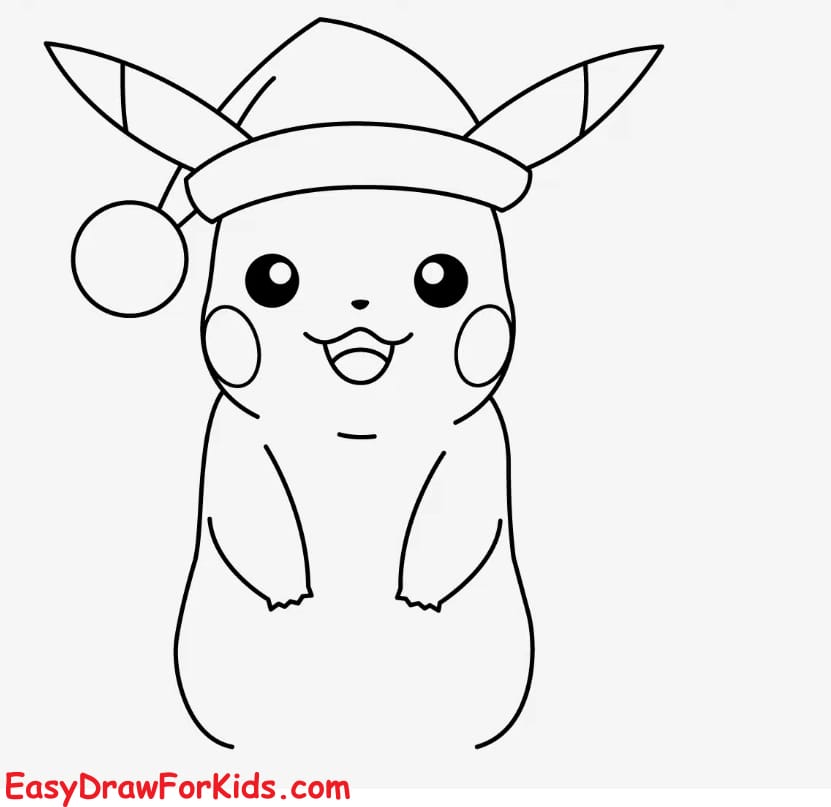 how to draw pikachu christmas step 6