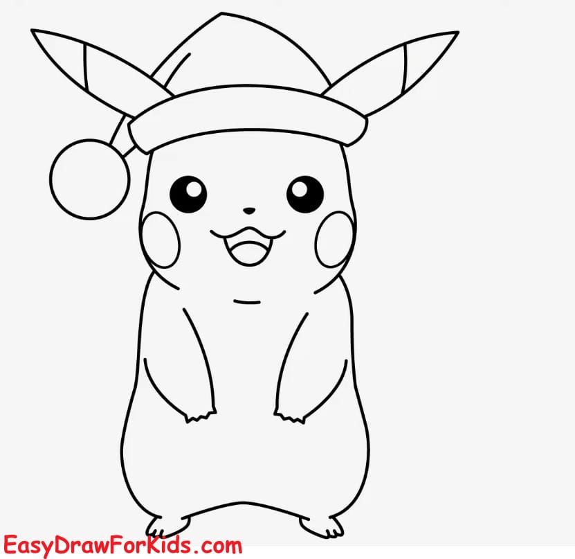 how to draw pikachu christmas step 7
