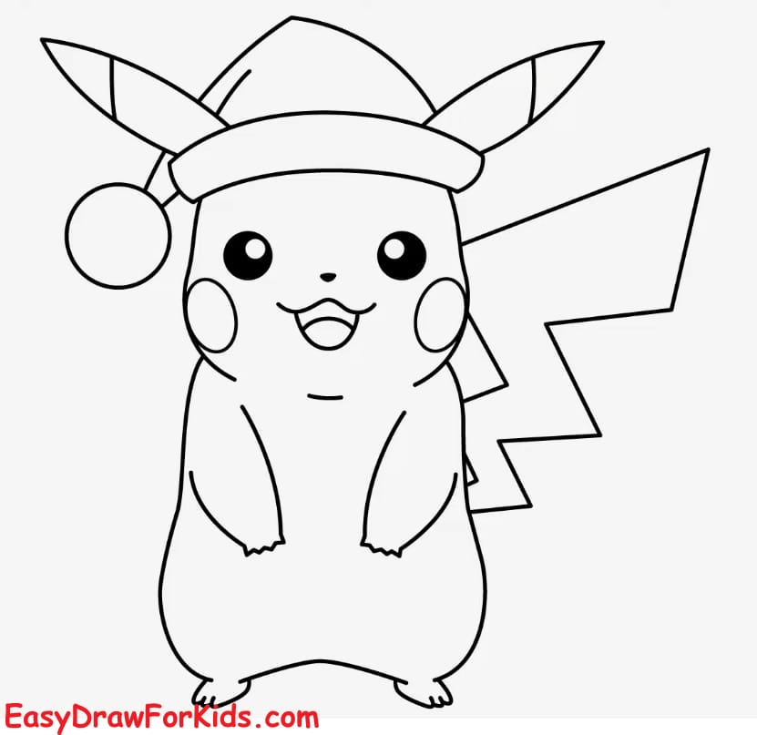 how to draw pikachu christmas step 8