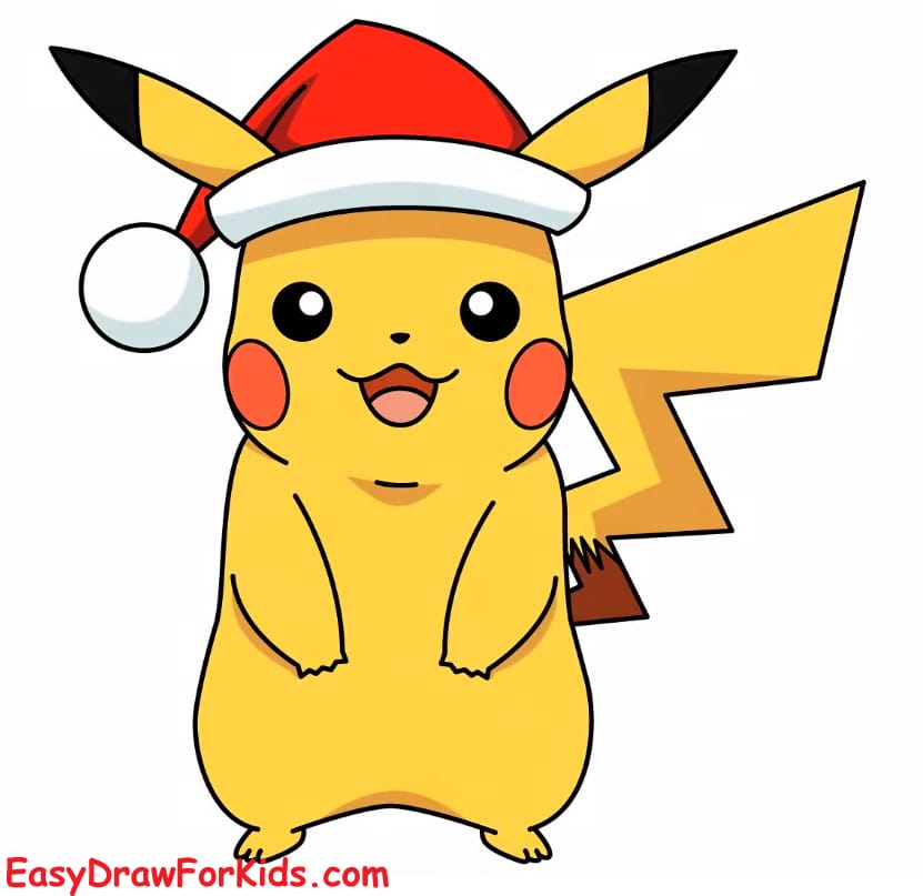 how to draw pikachu christmas step 9