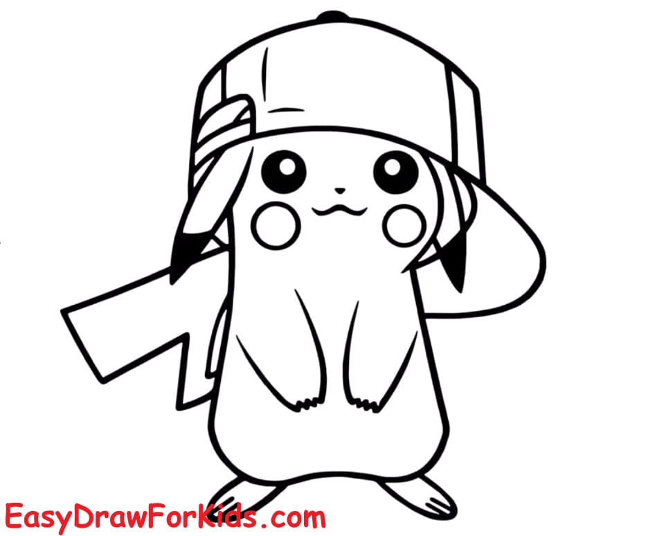 how to draw pikachu with hat step 8