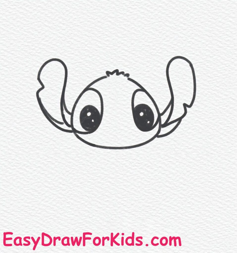 How to Draw Stitch Holding a Heart Step 3