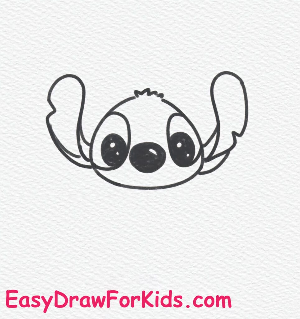 How to Draw Stitch Holding a Heart Step 4