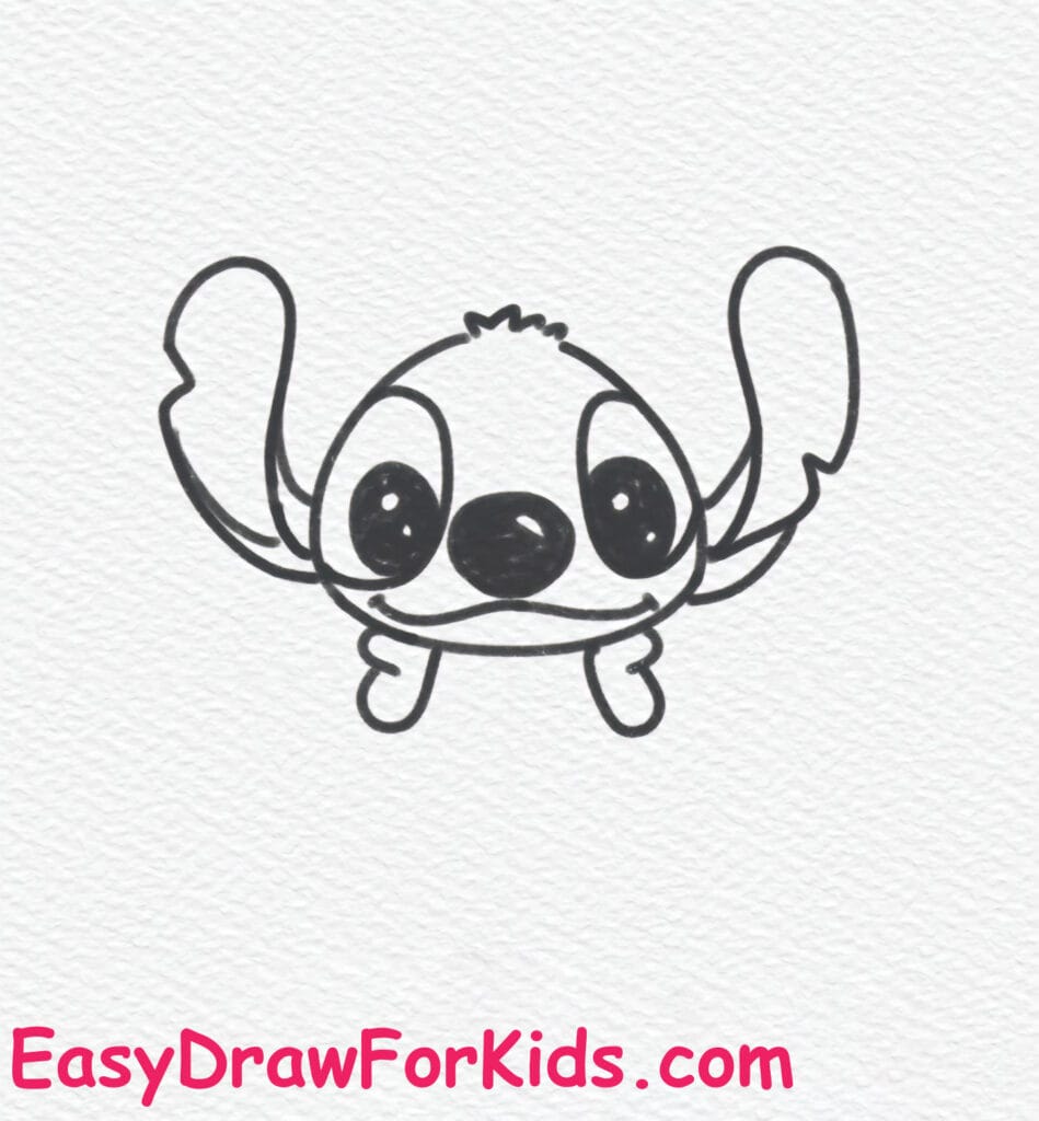 How to Draw Stitch Holding a Heart Step 6