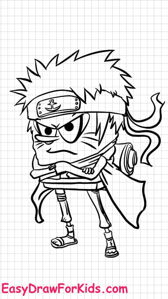 How To Draw Spongebob Naruto step 4