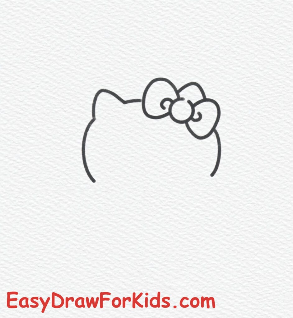 cute hello kitty drawing step 2