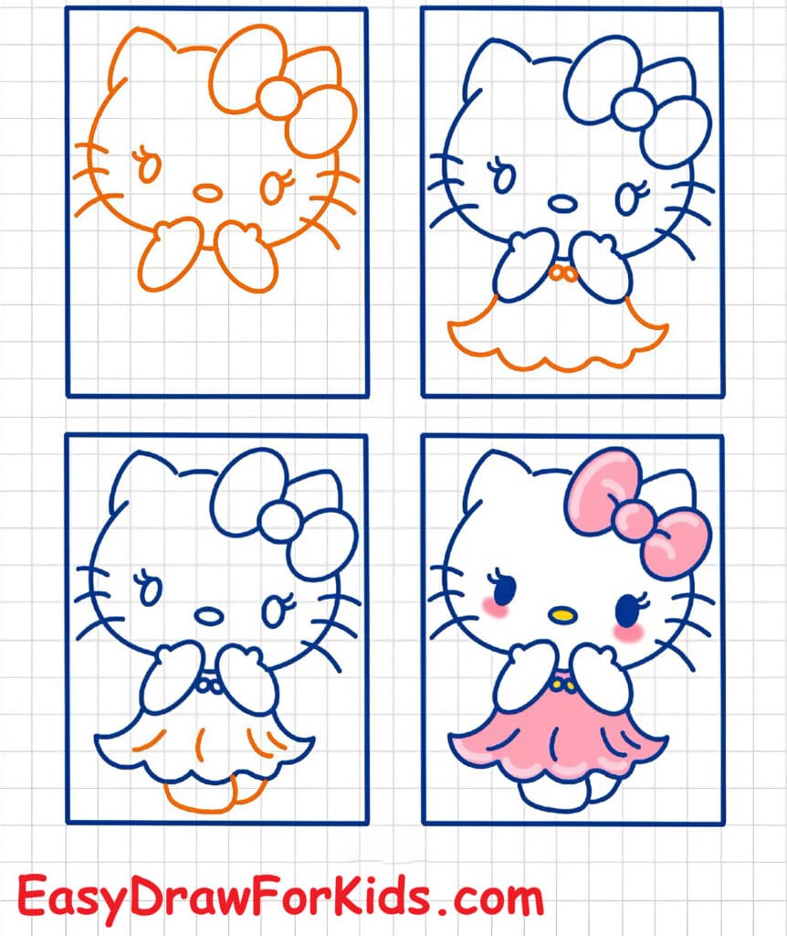 how to draw hello kitty step by step