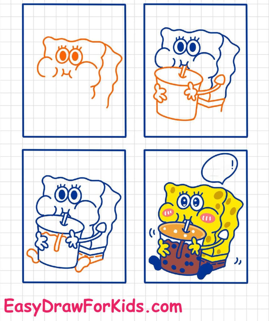 how-to-draw-spongebob-drinks-milk-tea