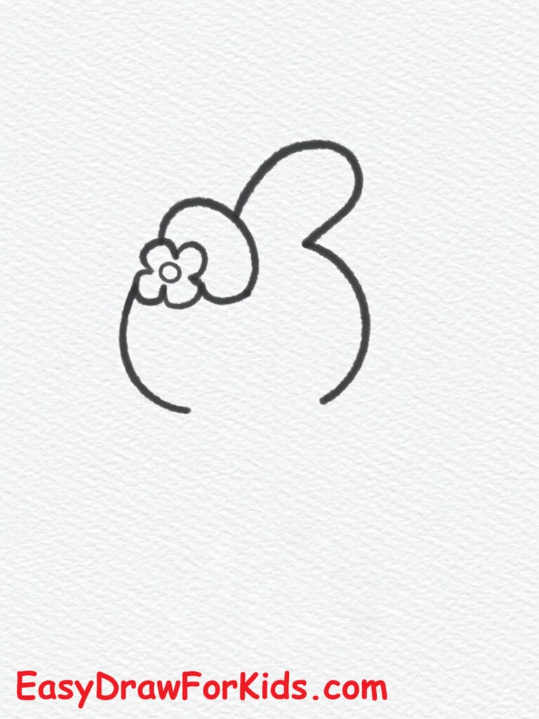my melody holding a heart drawing step 3