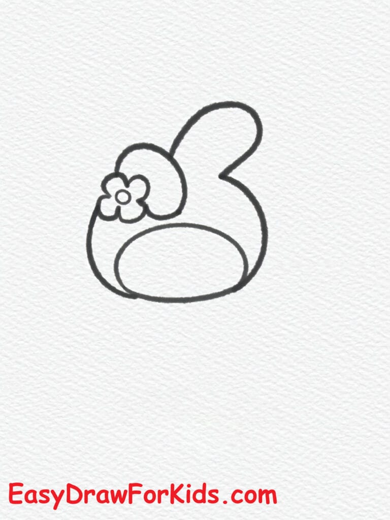 my melody holding a heart drawing step 4