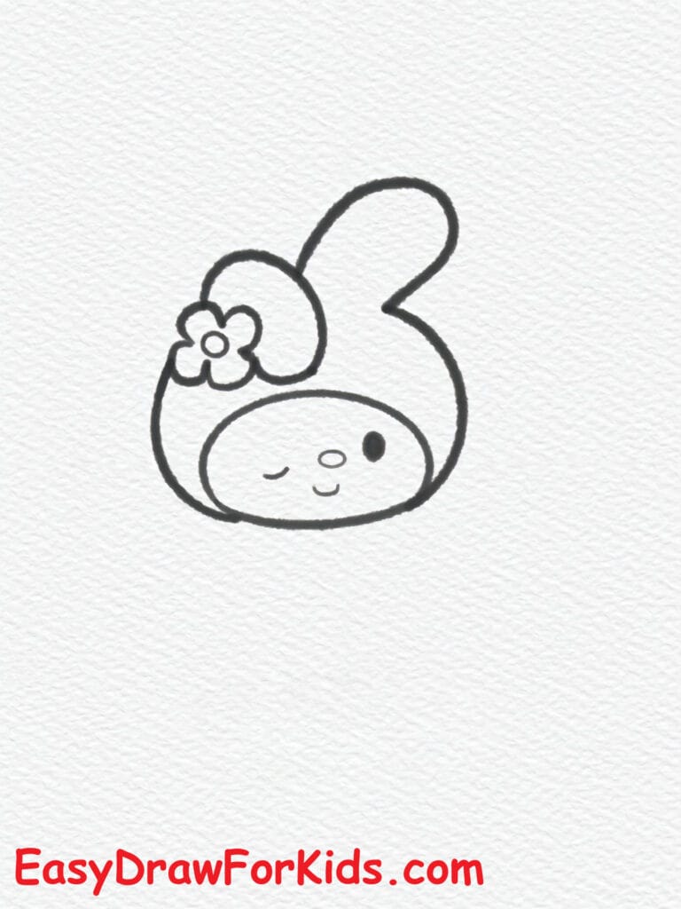 my melody holding a heart drawing step 5