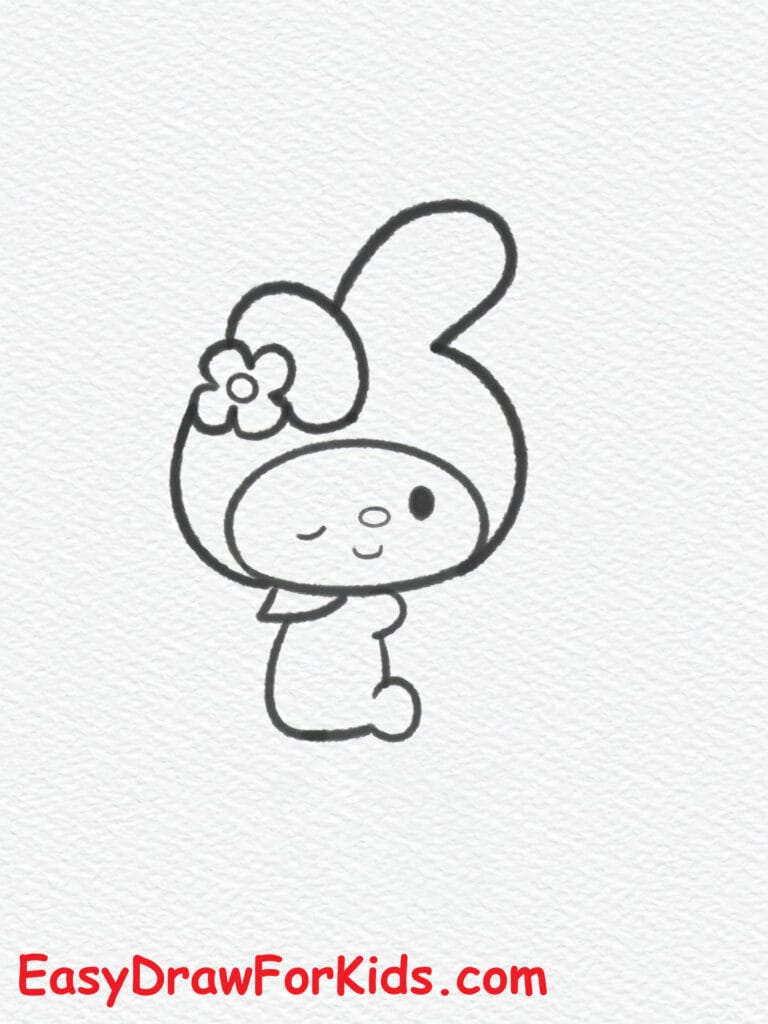 my melody holding a heart drawing step 6