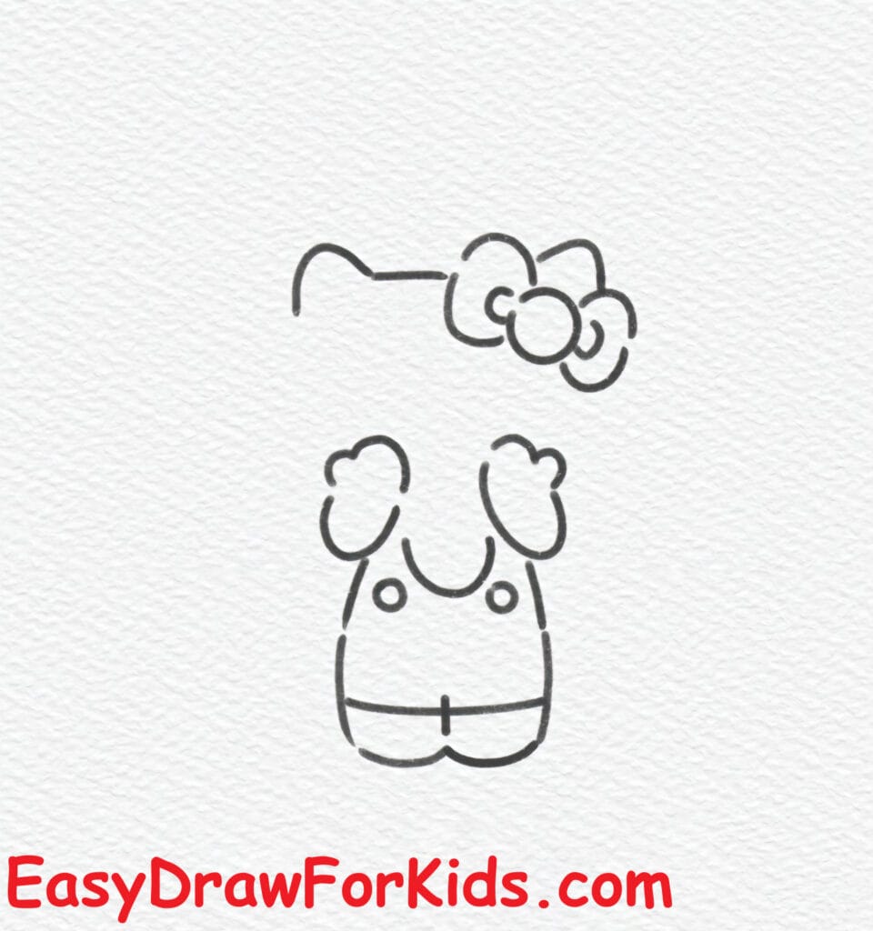 shy hello kitty drawing step 6