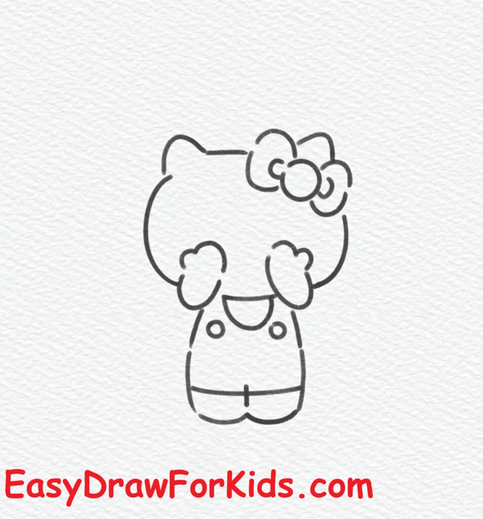 shy hello kitty drawing step 7
