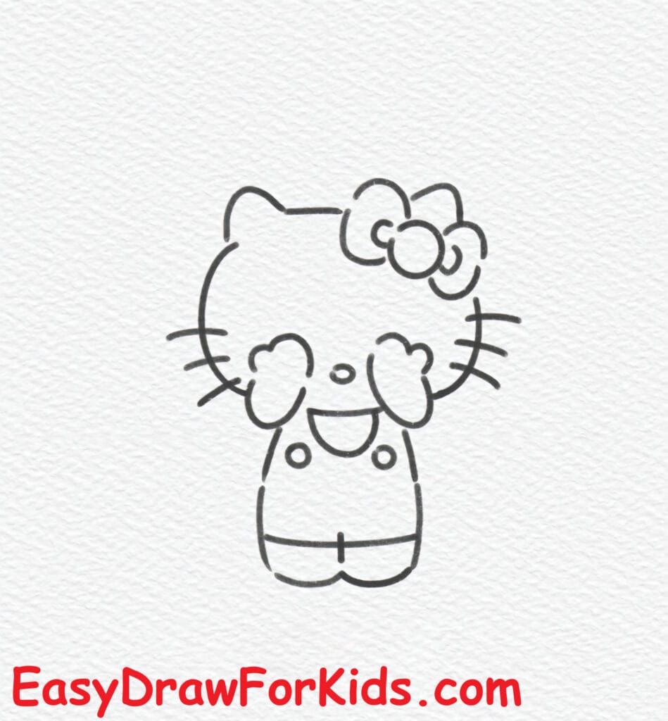 shy hello kitty drawing step 8