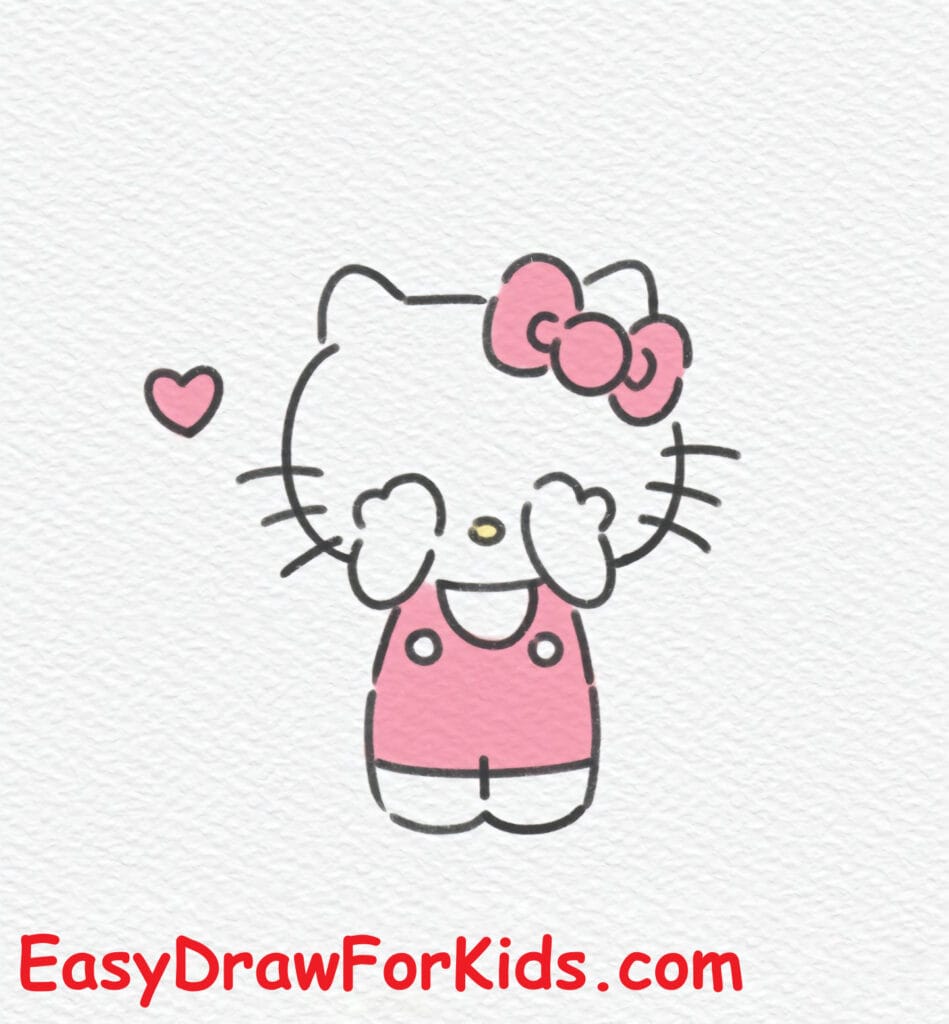 shy hello kitty drawing step 9