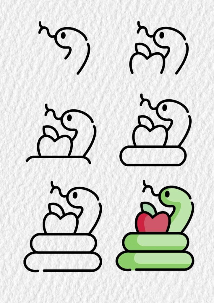 snake and apple drawing