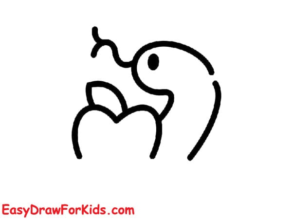 snake and apple drawing step 2