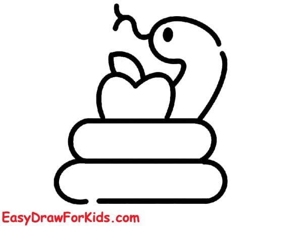snake and apple drawing step 4