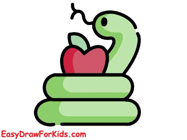 snake and apple drawing step 5