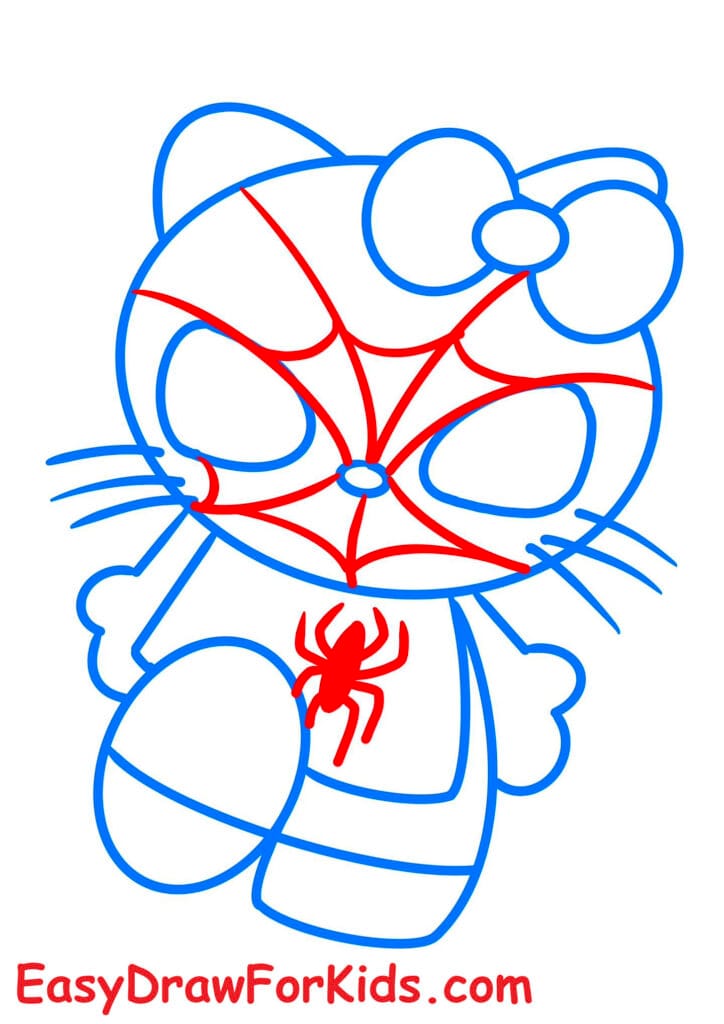 spider man hello kitty drawing step 7