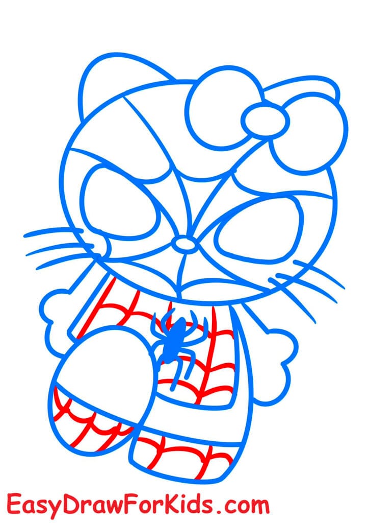 spider man hello kitty drawing step 8