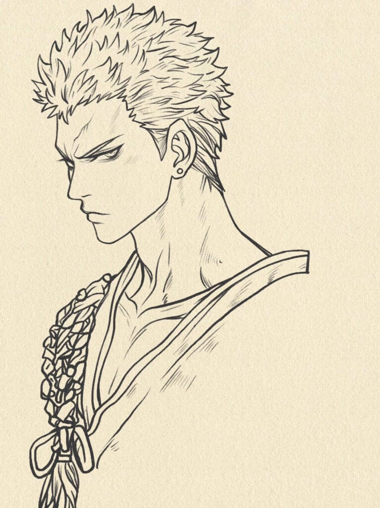 How to draw Roronoa Zoro step 4