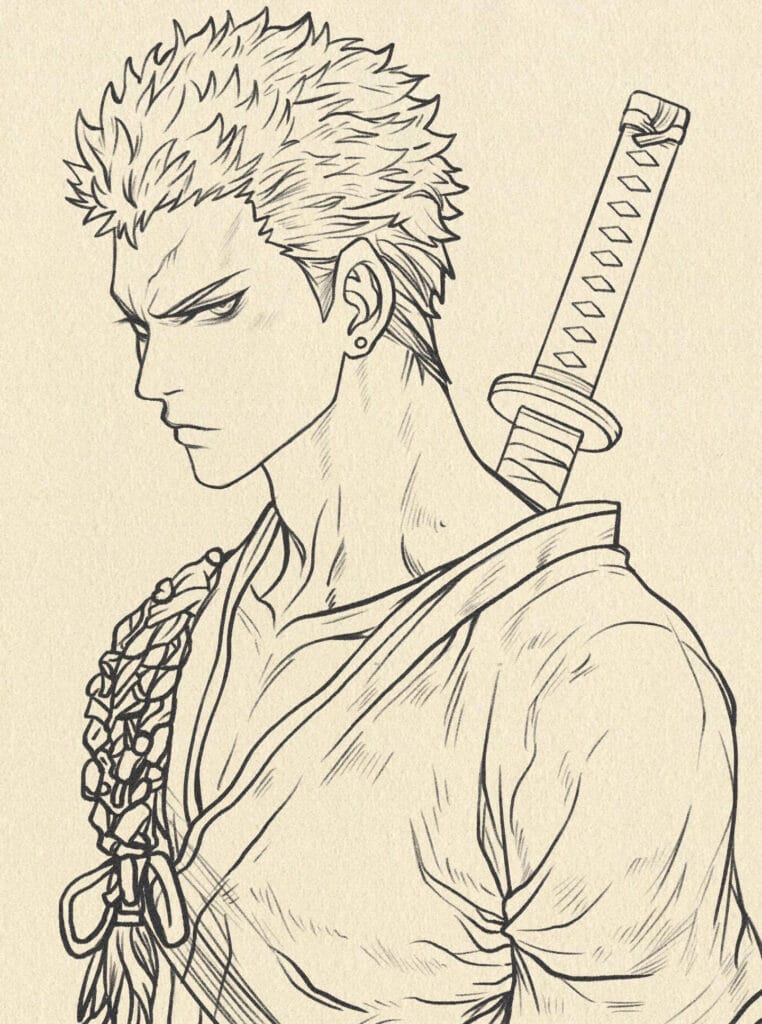 How to draw Roronoa Zoro step 6