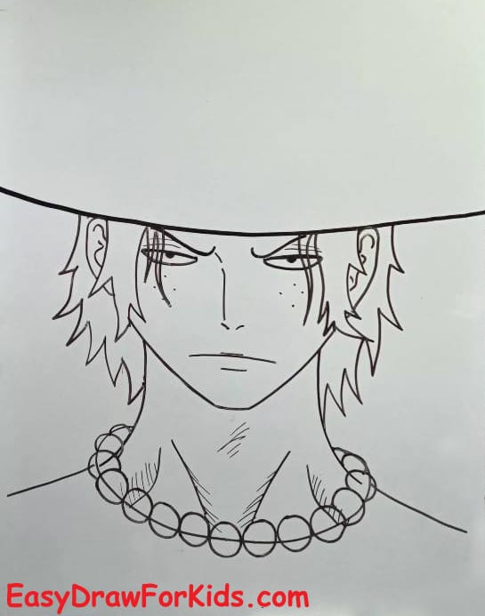 Ace One Piece Drawing Step 5