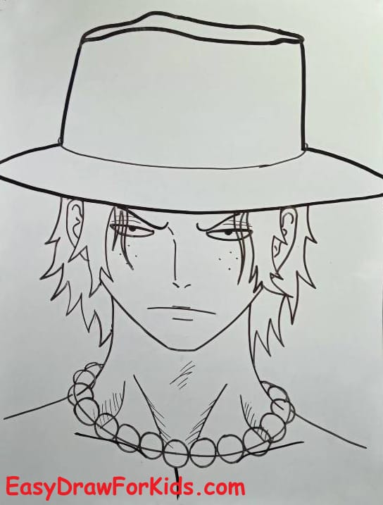 Ace One Piece Drawing Step 6