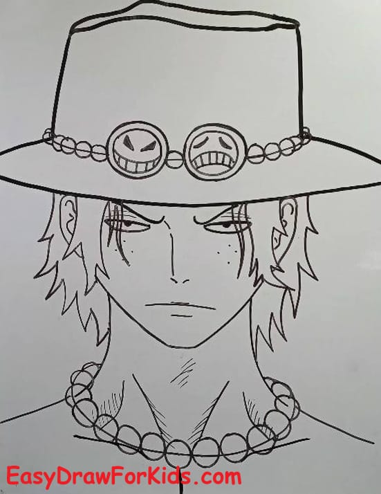 Ace One Piece Drawing Step 7