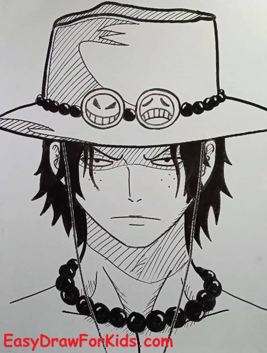 Ace One Piece Drawing Step 8