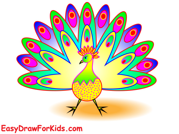 Beautiful peacock drawing step 6