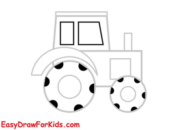 Farm tractor Drawing Easy step 5