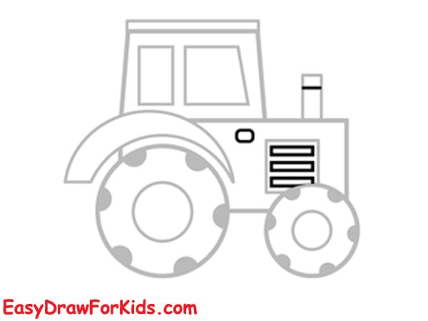 Farm tractor Drawing Easy step 6