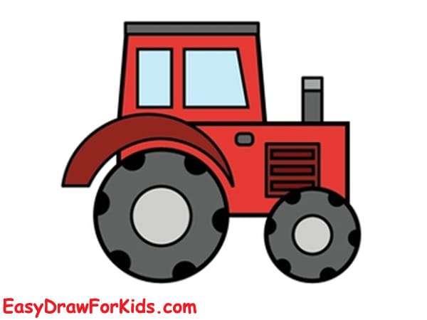 Farm tractor Drawing Easy step 7