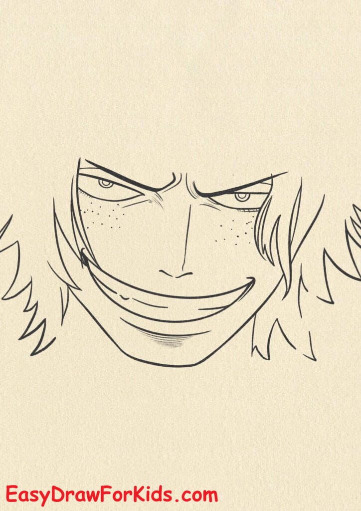 How to Draw Portgas D. Ace Face Step 2