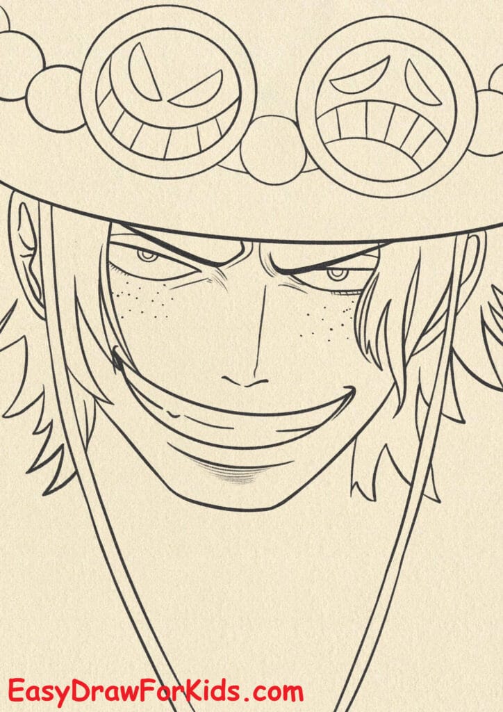 How to Draw Portgas D. Ace Face Step 3