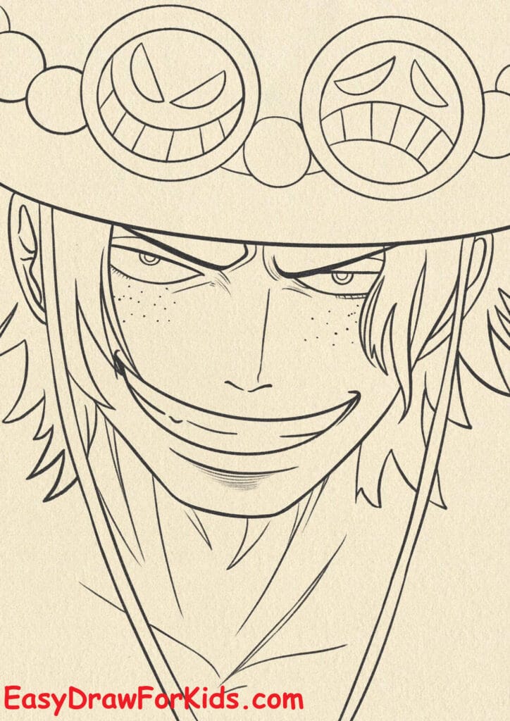 How to Draw Portgas D. Ace Face Step 4