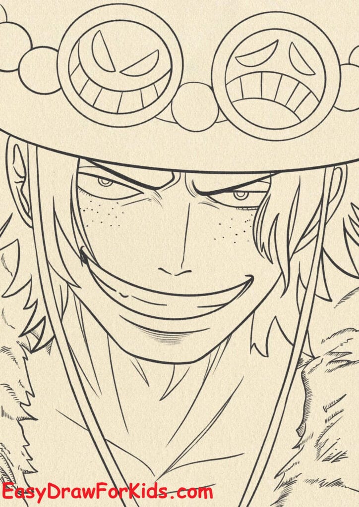 How to Draw Portgas D. Ace Face Step 5