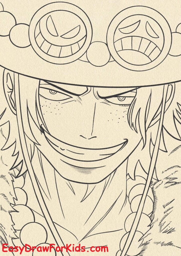 How to Draw Portgas D. Ace Face Step 6