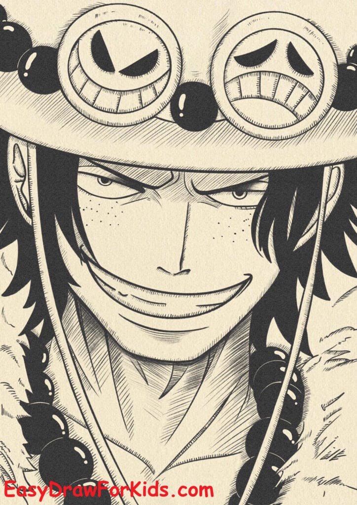 How to Draw Portgas D. Ace Face Step 7