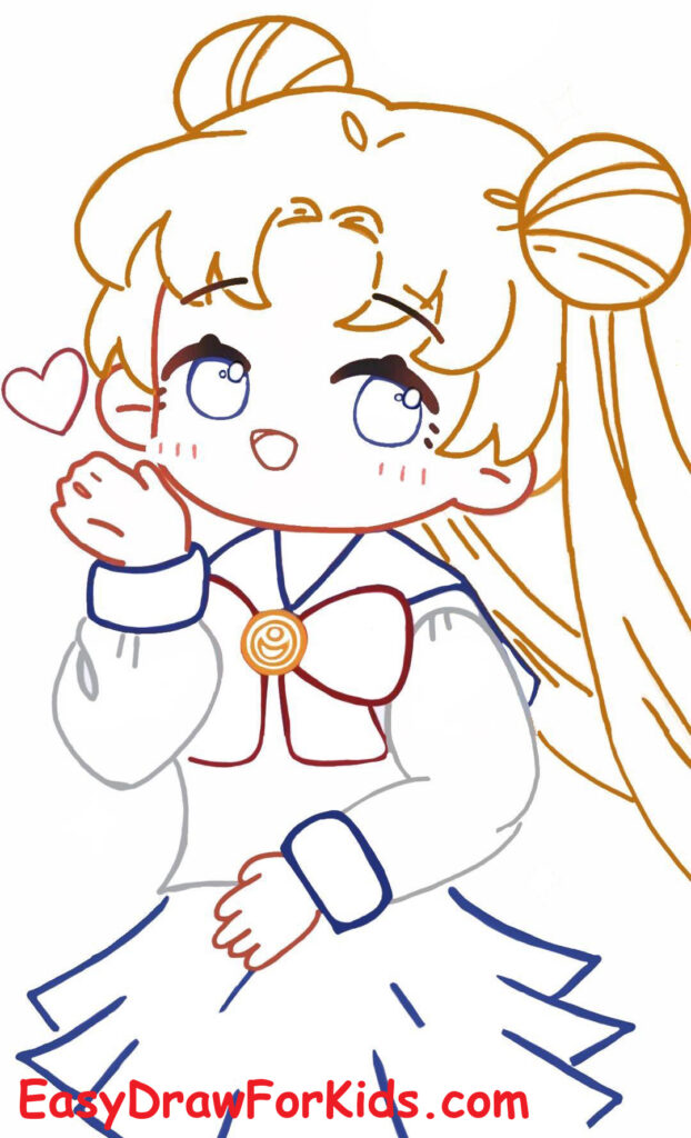How to Draw Sailor Moon Chibi step 8