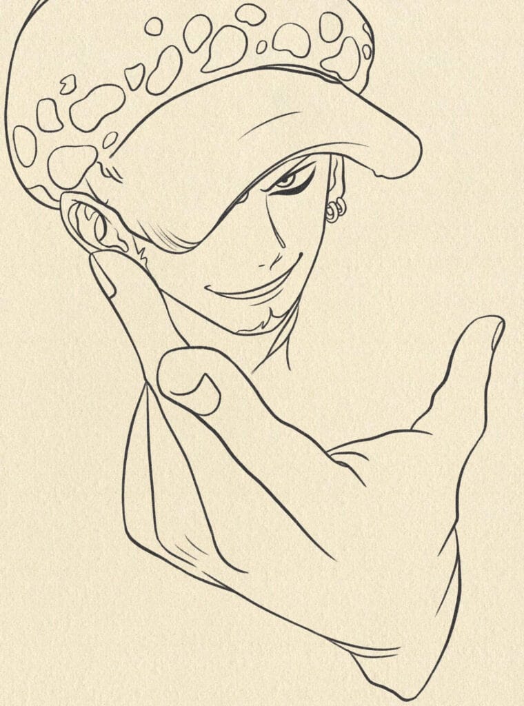 How to Draw Trafalgar Law from One Piece Step 3