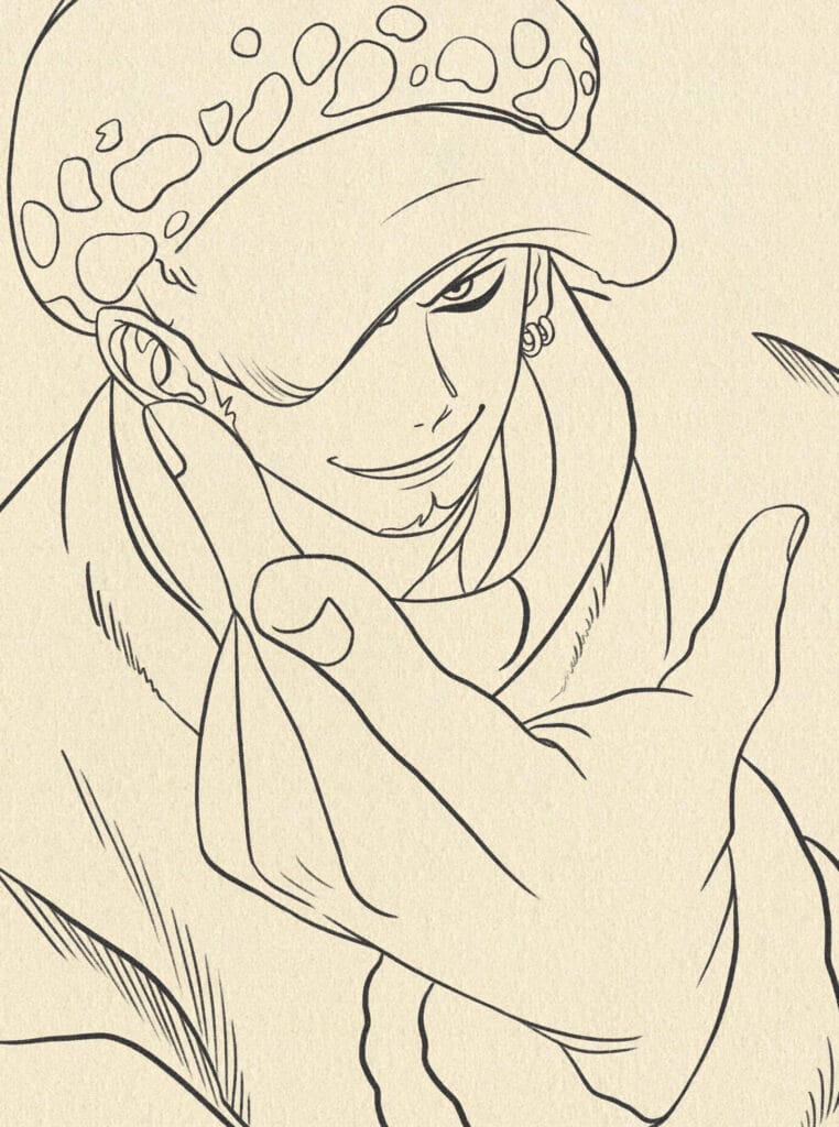 How to Draw Trafalgar Law from One Piece Step 4