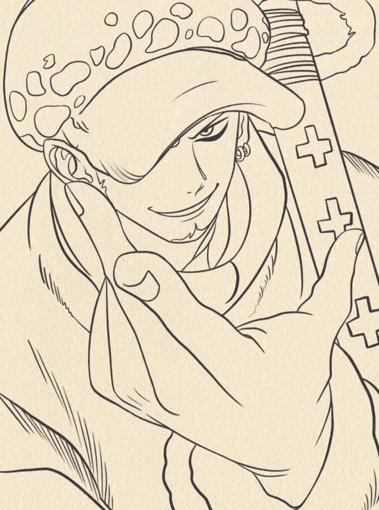 How to Draw Trafalgar Law from One Piece Step 5
