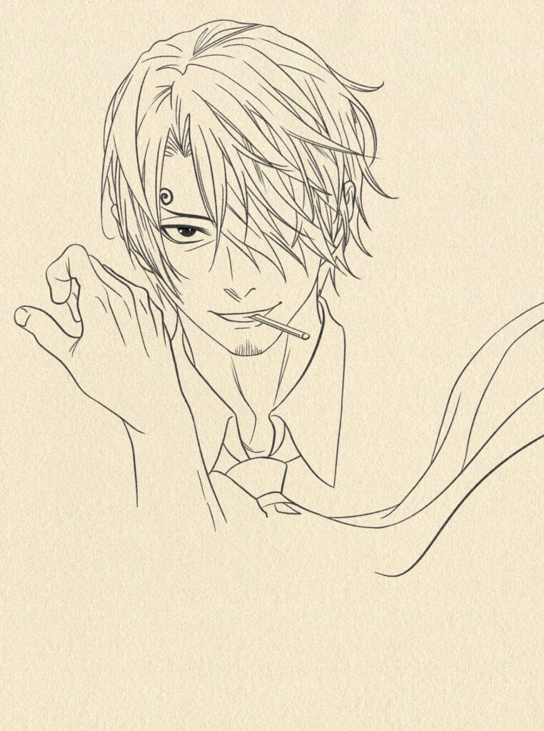How to Sketch Sanji from One Piece Step 2