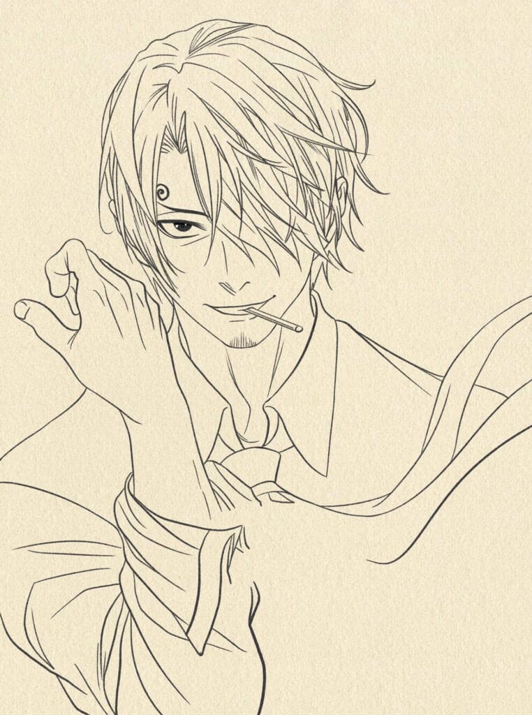 How to Sketch Sanji from One Piece Step 3