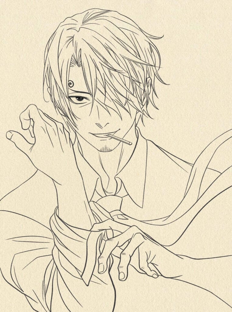 How to Sketch Sanji from One Piece Step 4
